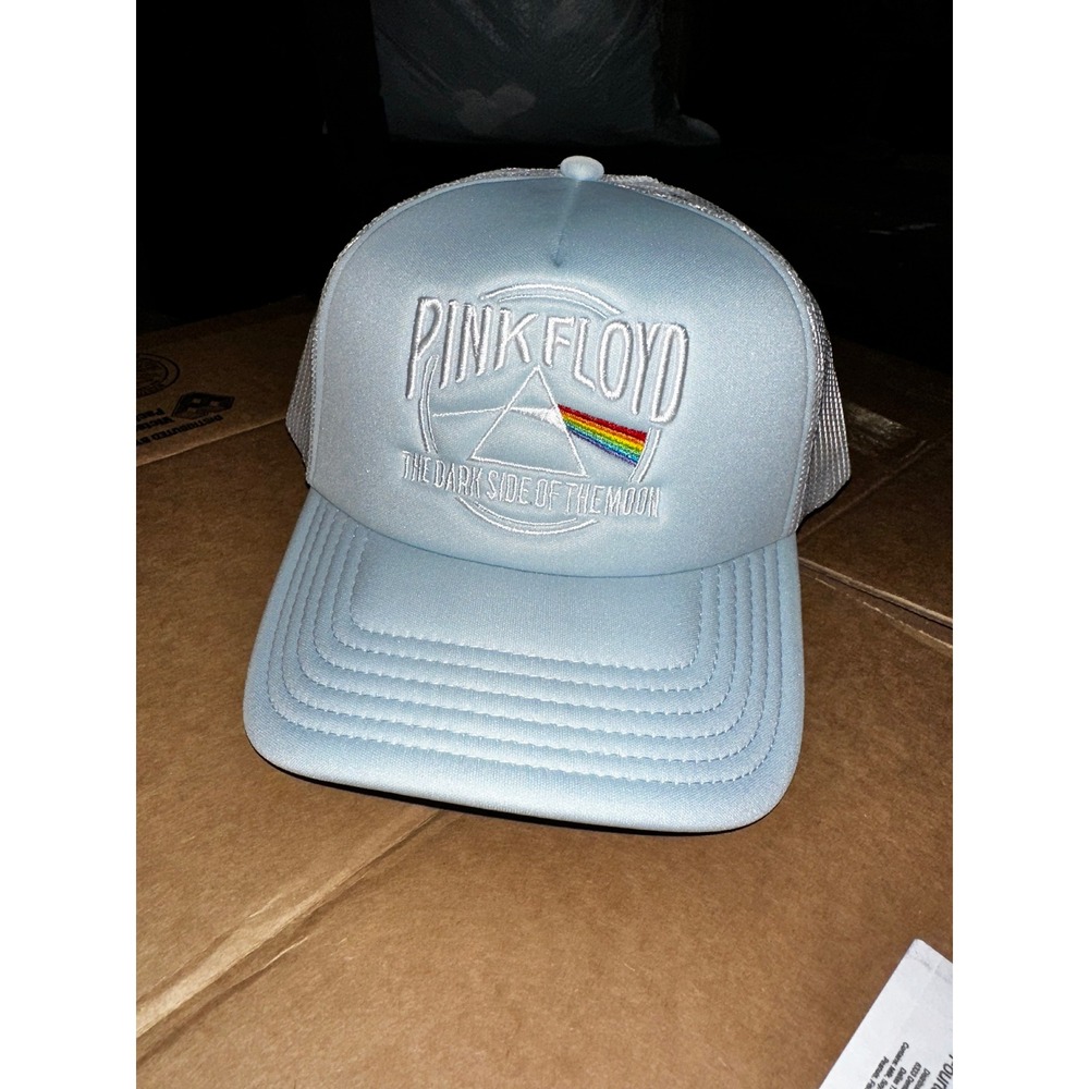 Pink Floyd Dark Side of the Moon Trucker Hat Light Blue Mesh Snapback Cap NWT